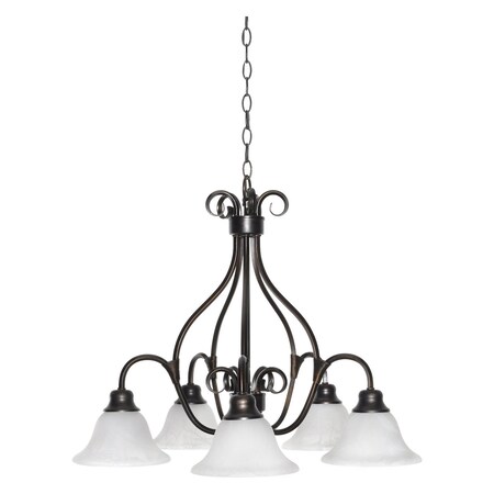 Maxim Five Light Kentucky Bronze Marble Glass Down Chandelier 2657MRKB